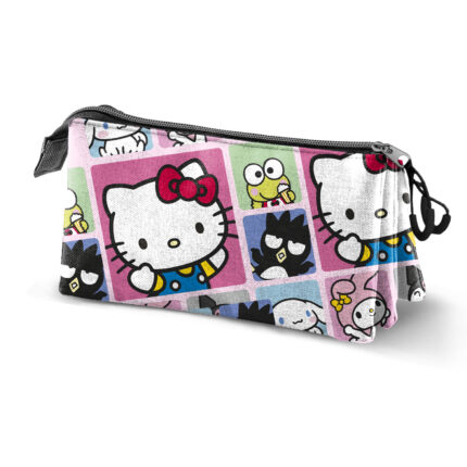 Hello Kitty Panels Estuche Portatodo Triple, Multicolor