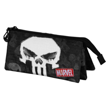 Marvel Punisher Skull Estuche Portatodo Triple, Negro